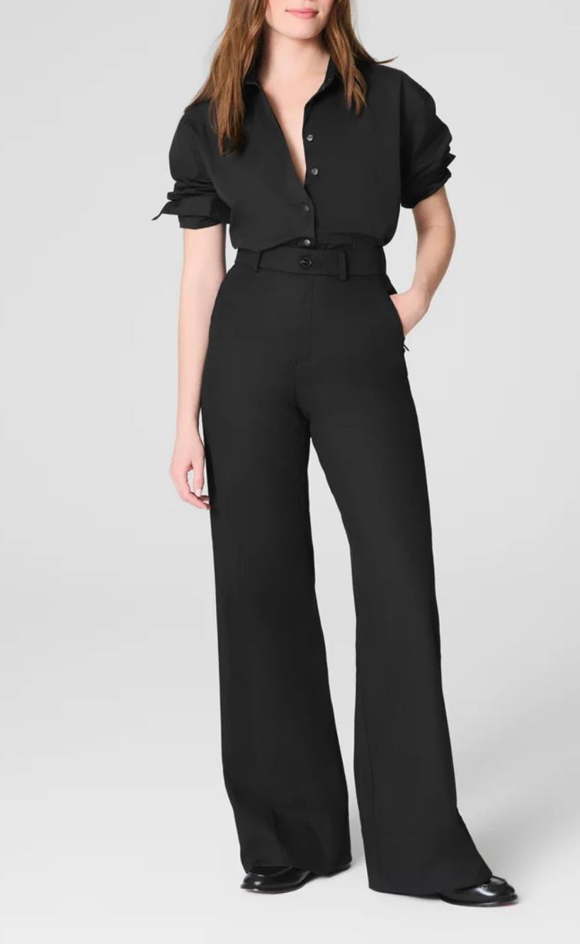 SPANX Supersmooth Stretch Twill Wide Leg Pants Black Womens Size XL NWT style 21